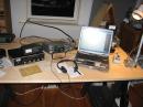 QRP operating position of W8QZA at W1IPL in Nobleboro, Maine.